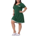 thumbnail image 4 of Agnes Orinda Plus Size Nightgown Sleepwear for Women Soft Sleepshirt Short Sleeve Lace Trim Pajama Nightshirt 1X Dark Green, 4 of 6