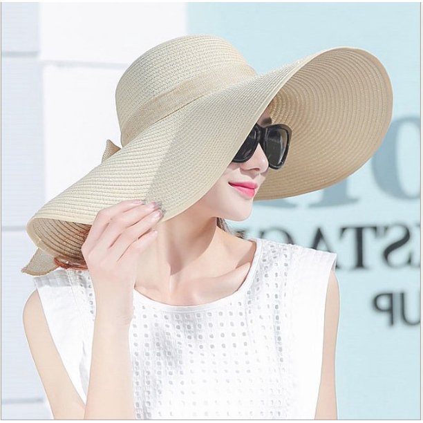 Sombrero de verano para mujer, estilo coreano, moderno sombrero de paja, sombrero de playa de verano plegable, sombrero para el sol, protector solar, sombrero para el sol de borde grande