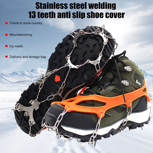 Cubrezapatas Para Pinzas De Hielo 1 par de botas con pinzas para hielo, cubierta antideslizante para zapatos de 13 dientes, tacos para senderismo al aire libre