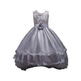 thumbnail image 2 of NAISIBABY Girls Princess Dress, Sleeveless Floral Bow Sequin Mesh Wedding Birthday Pageant Dress Prom Maxi Dress Gray 10T, 2 of 4