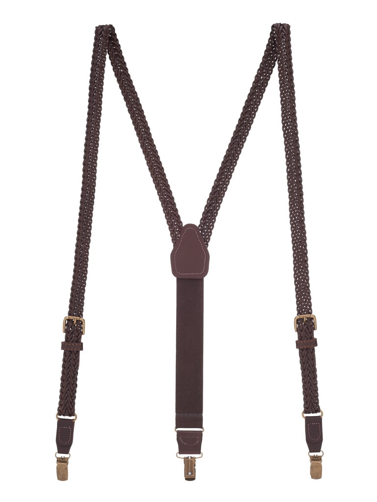 SuspenderStore Suspender Store Herringbone Braided Leather Suspenders
