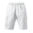 thumbnail image 3 of MIXUE Mens Shorts Summer Solid Color Pocket Outdoor Sports Casual Loose Linen Cargo Mens Workout Shorts Daily-Wear,White,XXL, 3 of 9