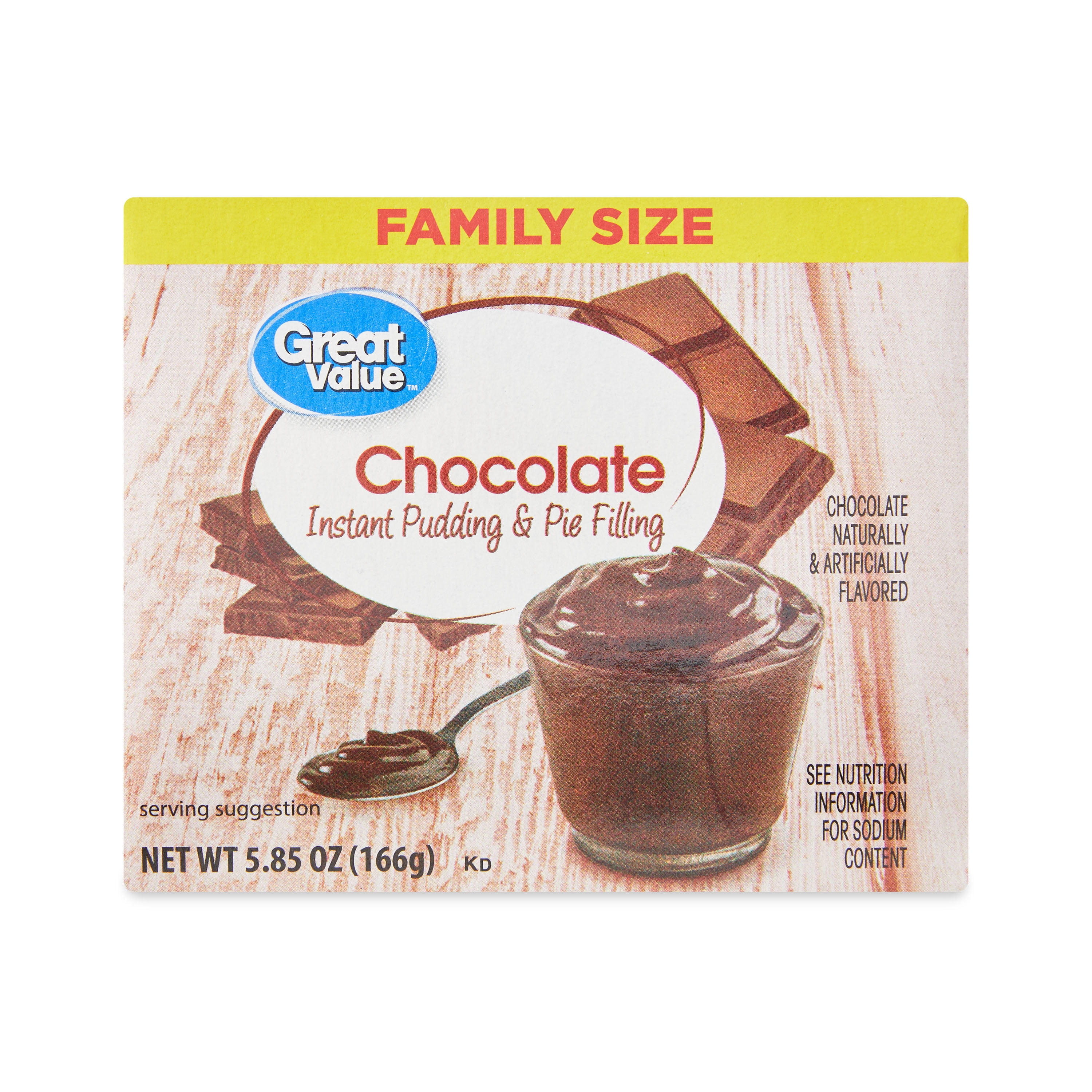 Great Value Chocolate Instant Pudding & Pie Filling, Family Size, 5.85 oz