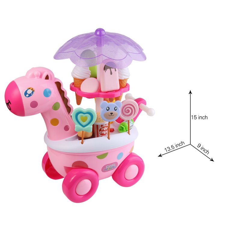 Mini Candy Cart 16pcs Ice Cream Shop Supermarket Pretend Play Toy for Girls  Simulation Small Carts Baby Cartoon Pretend Play Sweet Shop Candy Cart