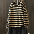 thumbnail image 4 of VISALY Pullover Crewneck Sweatshirt Striped Sweater Women's Cotton Sweaters O Neck Striped Long Sleeve Loose Pullover Tops Crochet Sweaters Womens Pullover Sweaters Pullover Womens Black L, 4 of 4