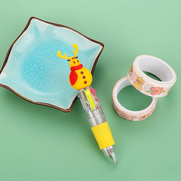 Bolígrafo Giyblacko: Cuatro tipos de bolígrafos navideños que pueden reemplazar el bolígrafo de color de escritura. Bolígrafo de aceite de 4 colores con diseño de muñeco de nieve y anciano. Bolígrafo
