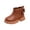 Brown, variant on Kids Casual Ankle Boot Round Toe British Faux Leather Slip-On Boots Autumn Winter Booties Non Slip Outsole for Daily School
