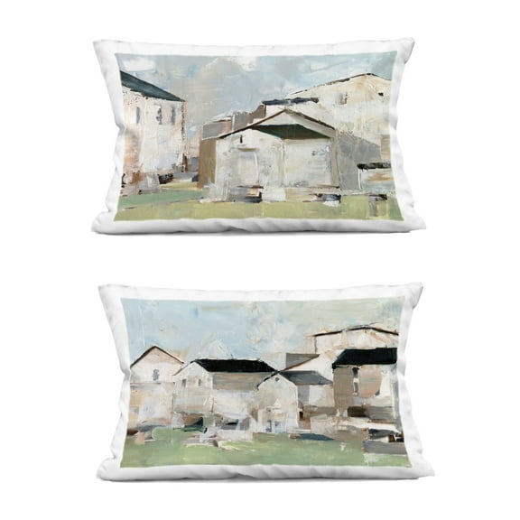 Stupell Industries Cluster of Houses View 14" x 20" Buildings & Architecture Print Polyester Decorative Pillow Set, Zip Closure 2 Count