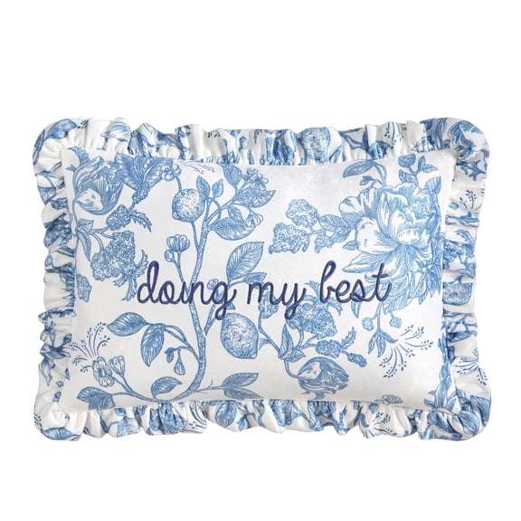 Urban Shop Blue Petals & Pearls Ruffle Decorative Pillow 12"x18"