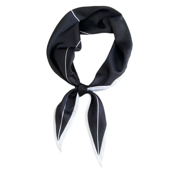 1Pc Rhombus Pattern Emulation Silk Scarf Dots Printing Sweet Small Clothes Decorative Cool Scarf for Woman(Black)