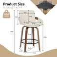 thumbnail image 6 of CRERIYO 26" Swivel Counter Height Bar Stools Set of 3, Linen Fabric Upholstered Bar Chairs with Black Ring Footrest and Walnut Wood Legs, Beige, 6 of 7