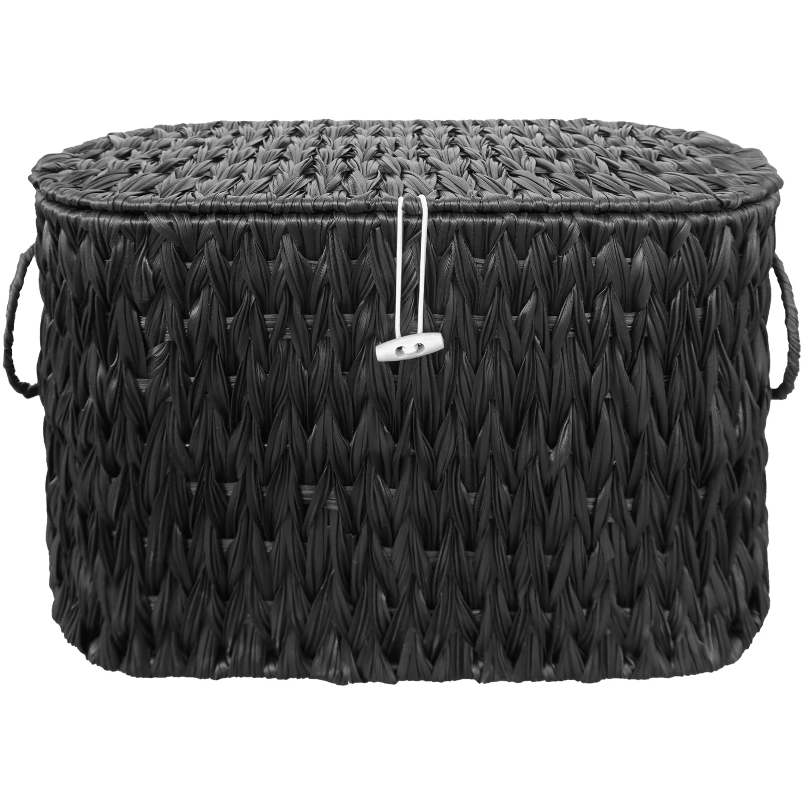 Black Wicker Toilet Paper Storage Basket with Lid