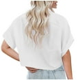 thumbnail image 6 of Qetyuw Womens Button Down Cropped Shirts Elegant Rolled Short Sleeve Tshirts Casual Solid Lapel Blouses with Chest Pocket Basic Lightweight Baggy Tops, 6 of 7