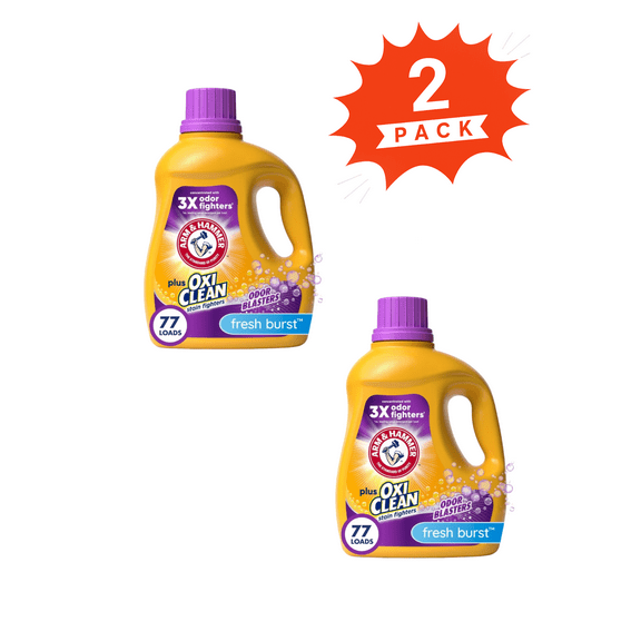 ARM & HAMMER Plus OxiClean Fresh Burst Liquid Laundry Detergent (Pack 2) - 154 Loads, 201fl