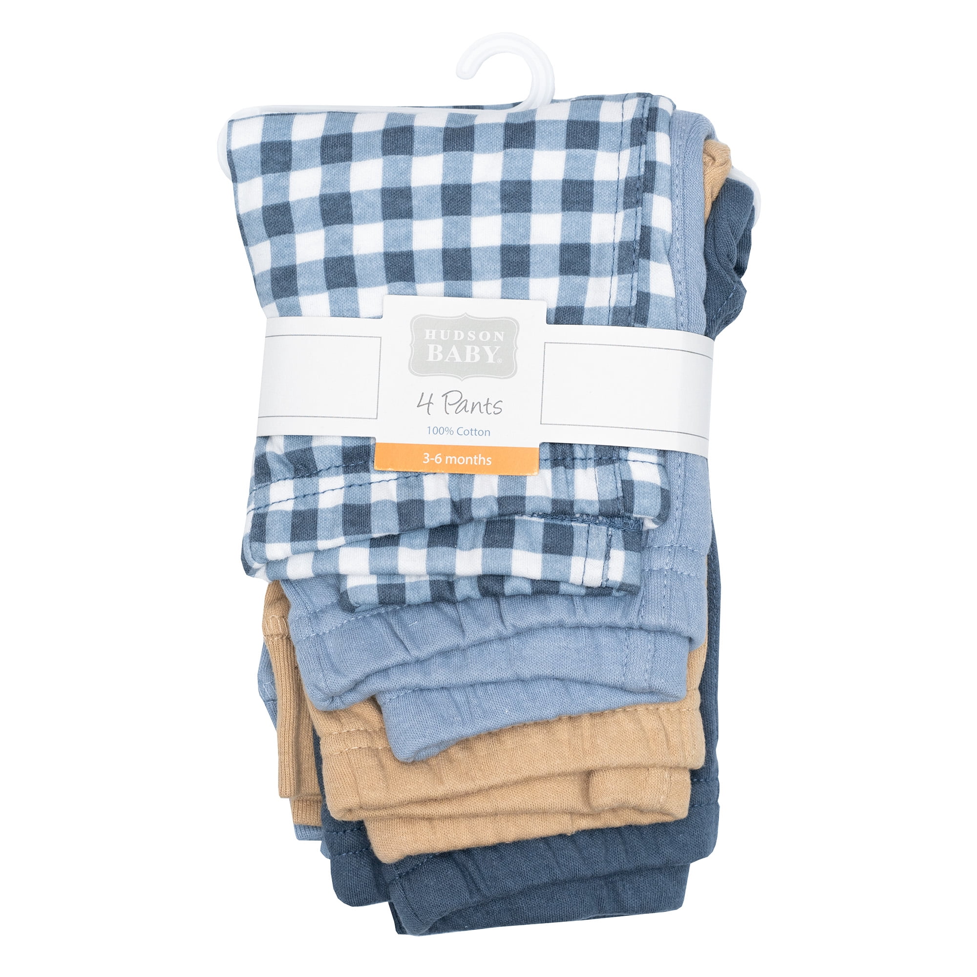 Hudson Baby Boy Cotton Pants and Leggings, Blue Gingham, 3T