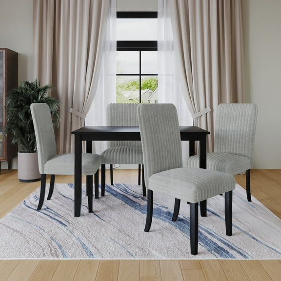 Home Design Guymon Dining Chair (Set of 2), Black/Light Gray, Cushioned seat, Slat-back design, Comfortable seating, Sturdy frame, Modern style, Durable construction