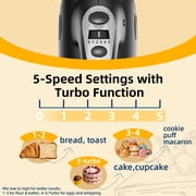 Stand Mixer Automatic Electric Kitchen Mixer - 4.8 QT Smart Standing & Hand Mixer with Auto-Rotating Bowl & Beater, 5-Speed Tilt-Head Household Mixer with Beaters& Dough Hooks for Baking,Black/White
