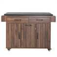 thumbnail image 3 of Kitchen Cart with Trash Can Storage, Mobile Kitchen Island With Spice Rack & Towel Holder, Rolling Kitchen Island Table On Wheels With Storage And Drop Leaf, 3 of 9