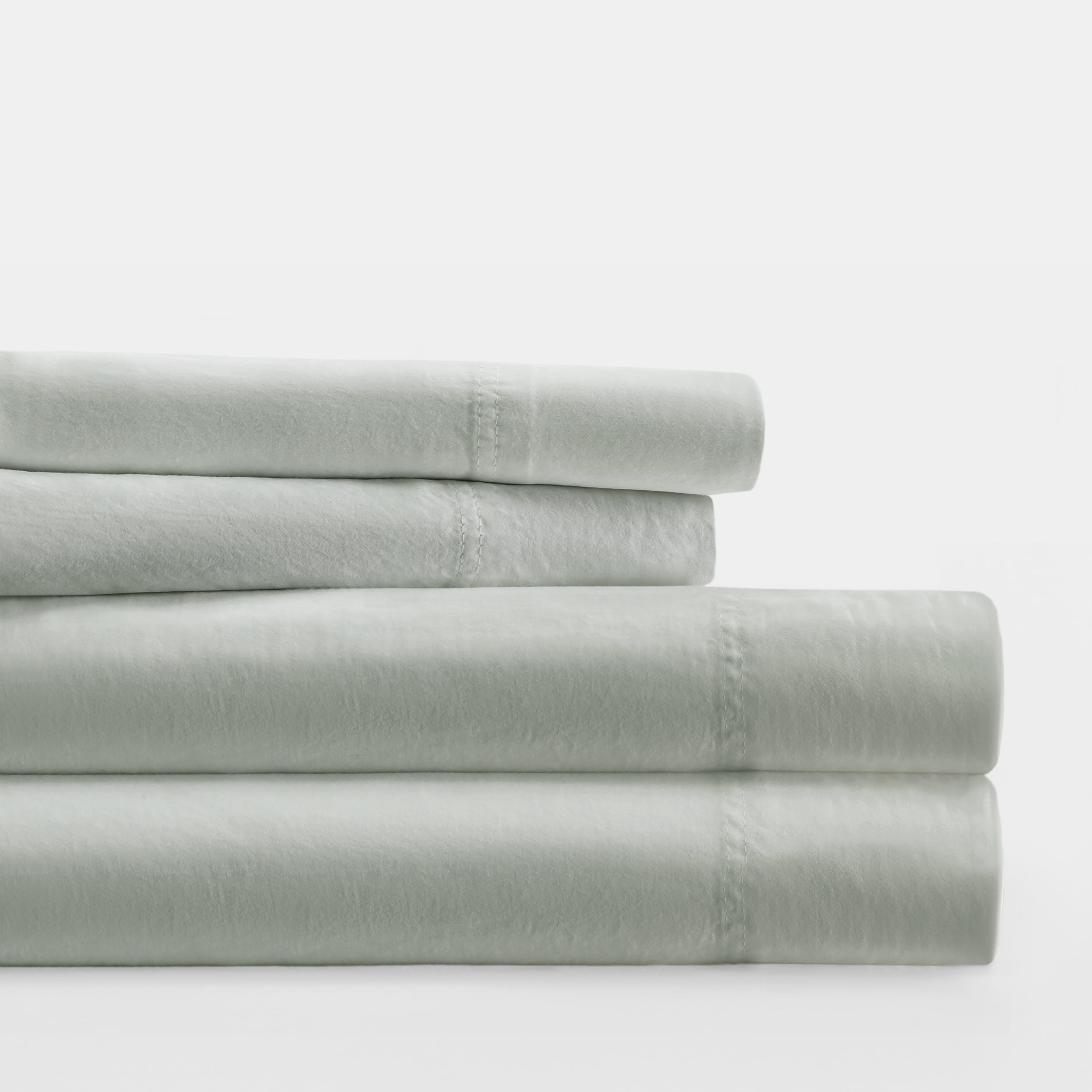 Noble Linens 300 Thread Count 4 Piece Cotton Sheet Set in Green Mist, Queen