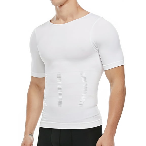 Lalamelon Compression Shirts for Men Shapewear Undershirt Abs Abdomen Slim Short Sleeve Body Shaper