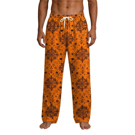Gaexia Men's Sleep Pants Halloween Soft Lounge Bottom Pajama Bottoms with Pockets Warm Cozy for Winter Night