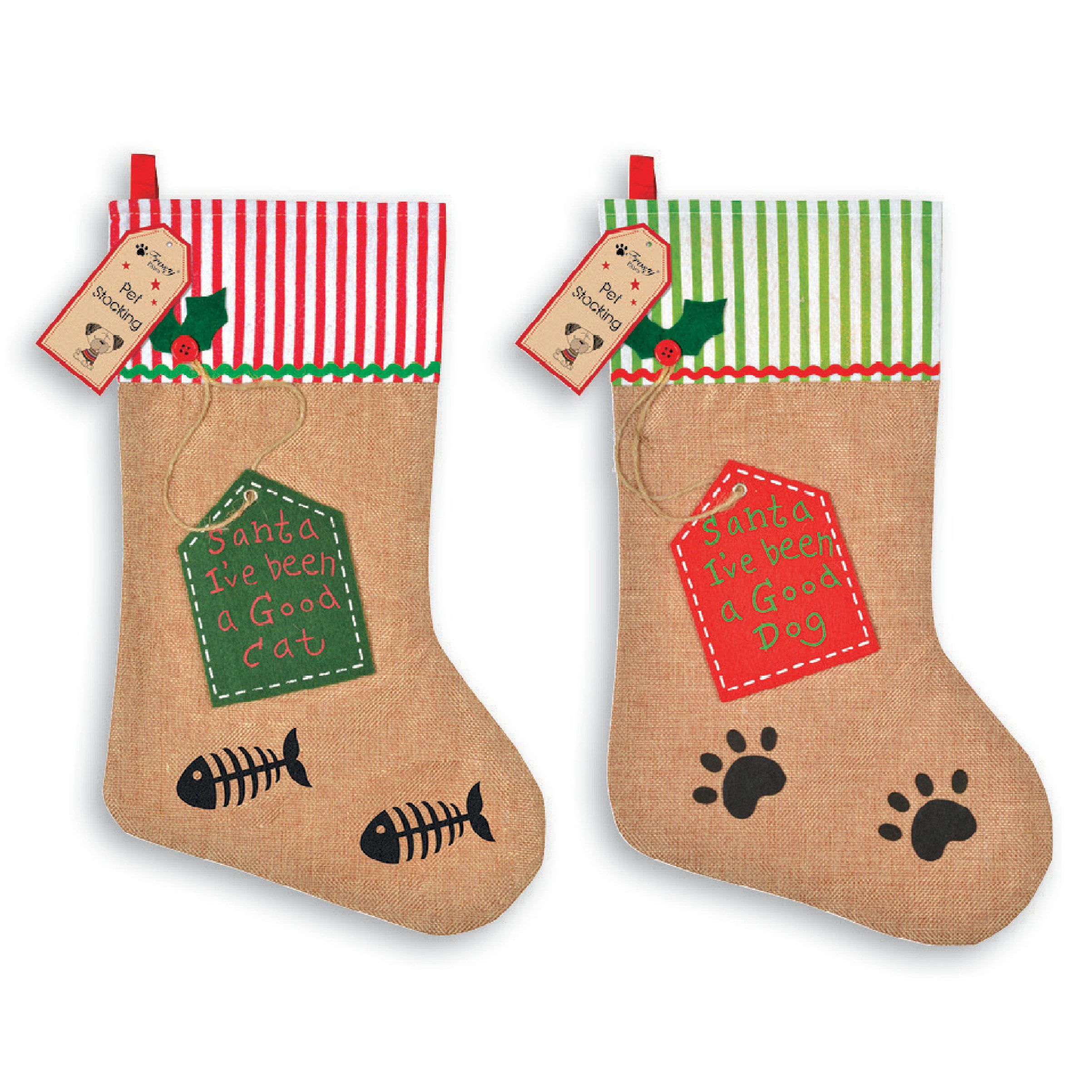 New 18 Inch Felt Christmas House Family Pet Christmas Stocking ~ Gray Cat 