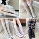 thumbnail image 3 of LUVCLS Calcetines de encaje con lazo de ballet Calcetines largos de encaje calado vintage por encima de la pantorrilla Moda caliente, 3 of 6