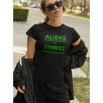 thumbnail image 2 of Aliens Want You For Your Body Zombies Want You For Your Body Women Black T-Shirt, Female Large, 2 of 4