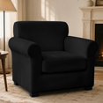 thumbnail image 2 of Chririnla 2-Piece Sofa Cover for Living Room, Solid Black Pattern Couch Shield Soft Separate Cushion Cover for Pet, 2 of 8