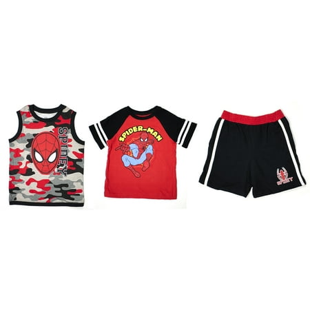 UPC: 0788619277340 | Marvel Toddlers 3 Piece Tank Top T-Shirt and Shorts Set Spider-Man 3T