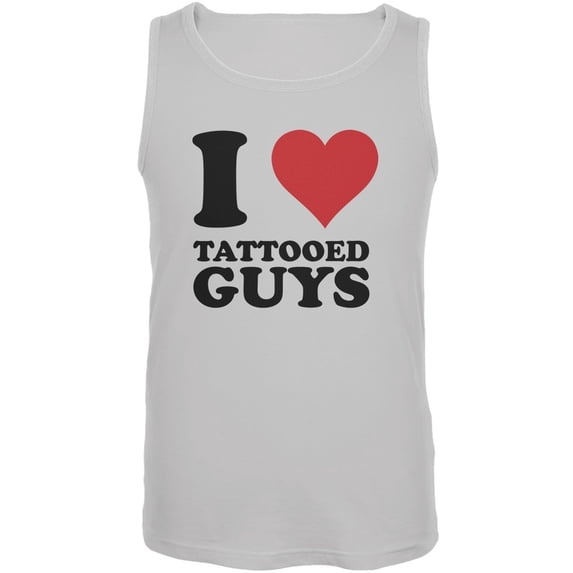 I Heart Tattooed Guys White Adult Tank Top - Medium