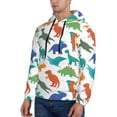 thumbnail image 3 of Honeii Colorful Dinosaur Pattern Mens Hoodies Men's Loose Sleeve Sweatshirt,Pullover Hooded Sweatshirt for Men,Essentials Hoodie-XX-Large, 3 of 7