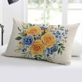 thumbnail image 5 of Yellow Blue Floral Throw Pillow Cover 20 x 36 Inch Decorative Pillow Cover Eucalyptus Leaves Botanical Lumbar Pillowcase Seasonal Rectangle Cushion Case for Couch Sofa Bed Living Room, 5 of 7