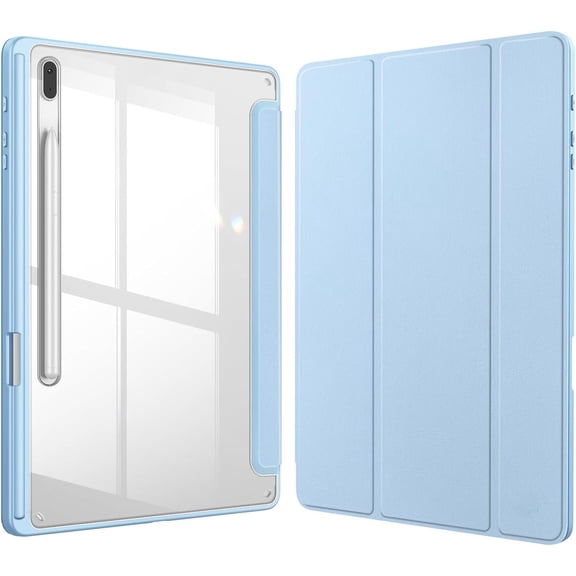 Tianle Hybrid Slim Case for Samsung Galaxy Tab S8 Plus 2022/S7 FE 2021/S7 Plus 2020 12.4 Inch with S Pen Holder, Shockproof Cover with Clear Transparent Back Shell, Auto Wake/Sleep, Blue