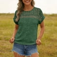 thumbnail image 3 of CHUMUD Womens Lace Tops Short Sleeve Crew Neck Loose Fitted Casual Tee Mesh Clothes Trendy Work Cute Outfits, 3 of 8