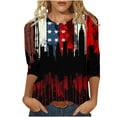thumbnail image 2 of Cavosen American Flag T Shirts Women Plus Size Red White and Blue 3/4 Sleeve Round Neck T Shirts American Flag Graphic Tops Lady 3X Patriotic Casual T Shirts Independence Day Tunic Tees, 2 of 5