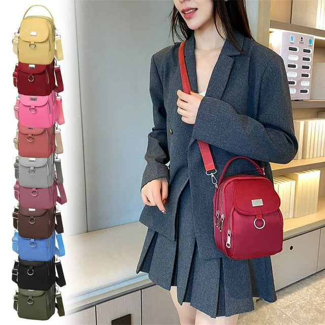 Fiudx Bolso Bandolera Impermeable, Correa de Hombro Ajustable, Diseño de Gran Capacidad, Múltiples Compartimentos, Práctico Orificio para Auriculares, Uso Informal, Elegante Idea de Regalo, 16 X 12 X