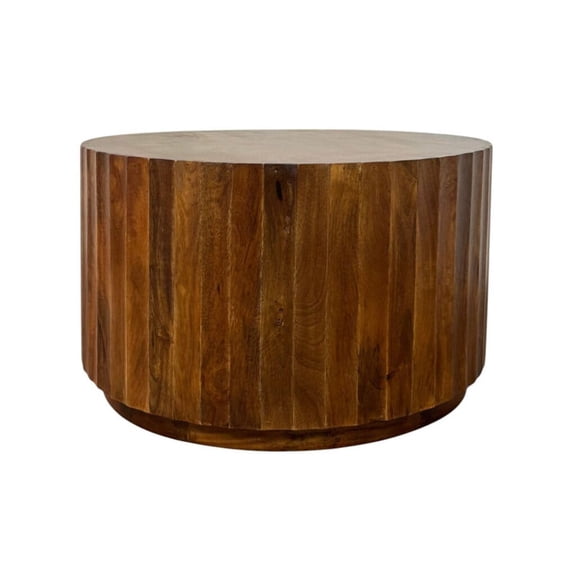 Carolina Harrison 30" Scallop Side Round Top Coffee Table in Chestnut