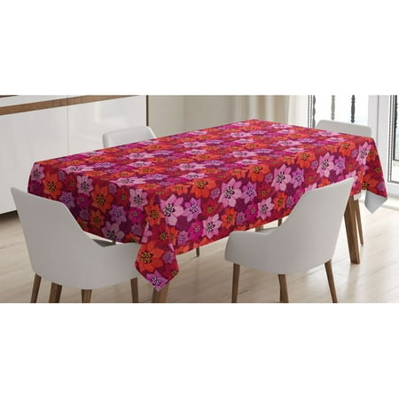 

Floral Tablecloth Colorful Daffodil Season Spring Season Fragrance Bouquets Design Rectangle Satin Table Cover for Dining Room and Kitchen 60 X 84 Pink Dark Magenta and Scarlet by Ambesonne