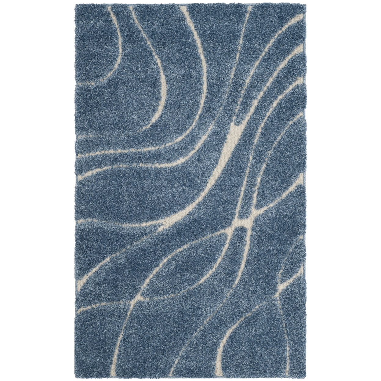 SAFAVIEH Florida Tamzen Abstract Shag Runner Rug, Light Blue/Cream, 2'3" x 7'