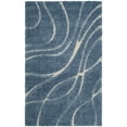 thumbnail image 4 of SAFAVIEH Florida Tamzen Abstract Shag Area Rug, Light Blue/Cream, 6'7" x 6'7" Round, 4 of 10