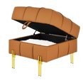 thumbnail image 4 of Smilegend 22" Faux Leather Storage Ottoman, Scratch-Resistant Entryway Bench with Storage, Pet-Friendly Footrest with Gold Metal Legs, Orange, 4 of 8