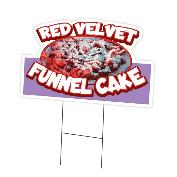 Red Velvet Funnel Cake 18" x 24" Yard Sign & Stake | Advertise Your Business | Stake Included Double Sided Image | Made in The USA