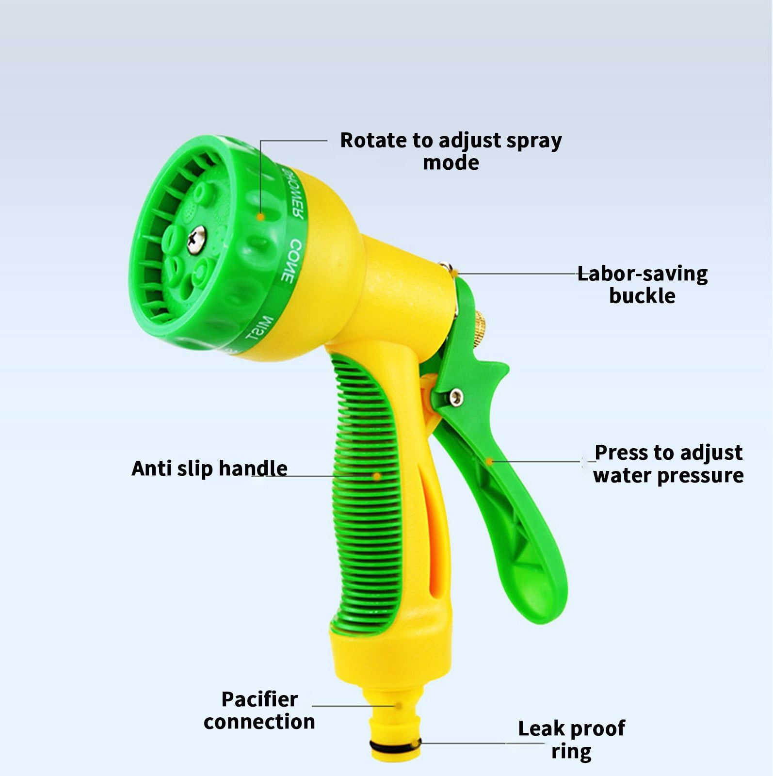 Tuphregyow Garden Hose Nozzle,Spray Nozzle With Thumb Control,High Pressure Water Nozzle,9 Hose for Watering Plants, Washing Cars And Showering Pets