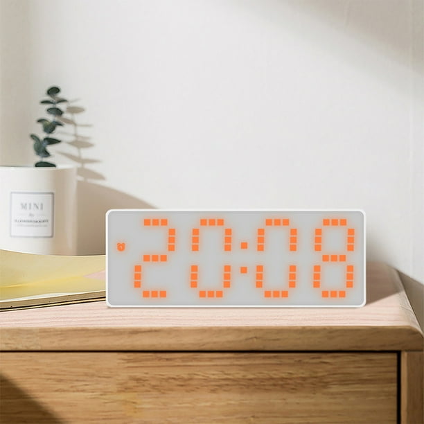 Electrodomésticos Reloj despertador con esfera blanca fresca Reloj de habitación Reloj despertador para estudiantes Visualización de fecha y temperatura Tres configuraciones de brillo Reloj despertado