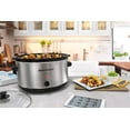 thumbnail image 5 of Elite Gourmet Olla de cocción lenta de acero inoxidable, apta para lavavajillas con tapa de vidrio templado, asas de tacto frío, olla de gres extraíble, 8,5 cuartos, MST-900V, 5 of 5