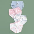 thumbnail image 2 of Tisuna Girls 4 Pieces Underwear Toddler Floral Print High Waist Briefs Soft Stretchy Little Girls Youth Everyday Wear Seasonal Outfit Panties Blue Size 3-4 Years, 2 of 3