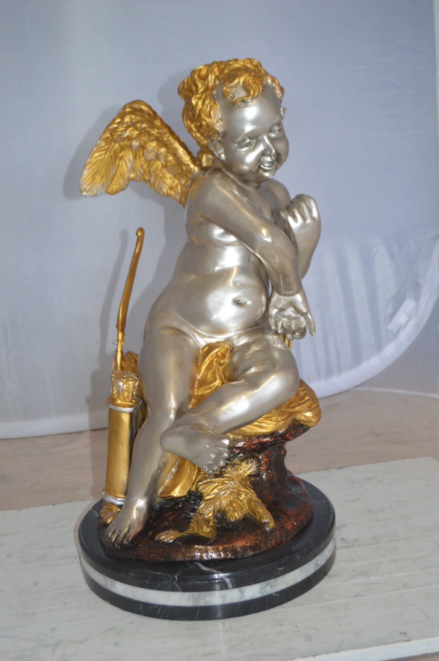 Nifao Cupid Girl On A Rock Bronze Statue - Size: 20"L x 15"W x 25"H. - image 3 of 14