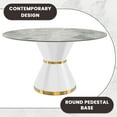 thumbnail image 4 of LeisureMod Modern Dining Table with a Round Sintered Stone Tabletop in White Steel Seats 6-10 for Dining Room, Kitchen in Light Grey, 4 of 9
