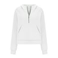 thumbnail image 6 of IROINNID Hoodie for Women Half Zipper Loose Hoodies Winter Fall Solid Plain Basic Pullover Hooded Tops,White, 6 of 6